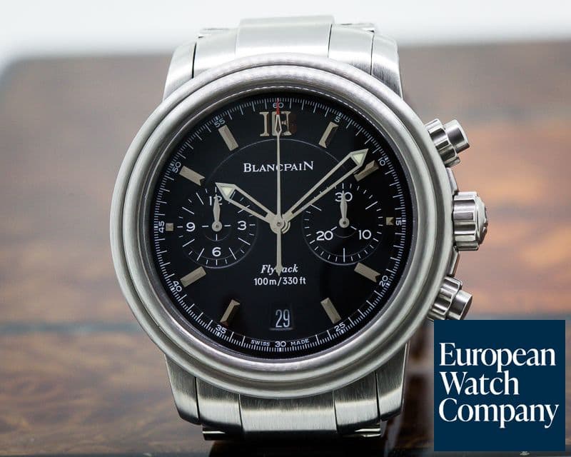 Image of Blancpain Leman Aqua Lung Flyback Chronograph Black Dial SS / SS