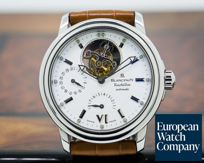 Image of Blancpain Leman Tourbillon 8 Day Power Reserve White Dial SS Automatic