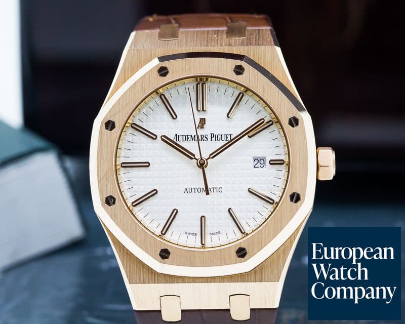 Image of Audemars Piguet Royal Oak Automatic 18K Rose Gold / Brown Alligator 