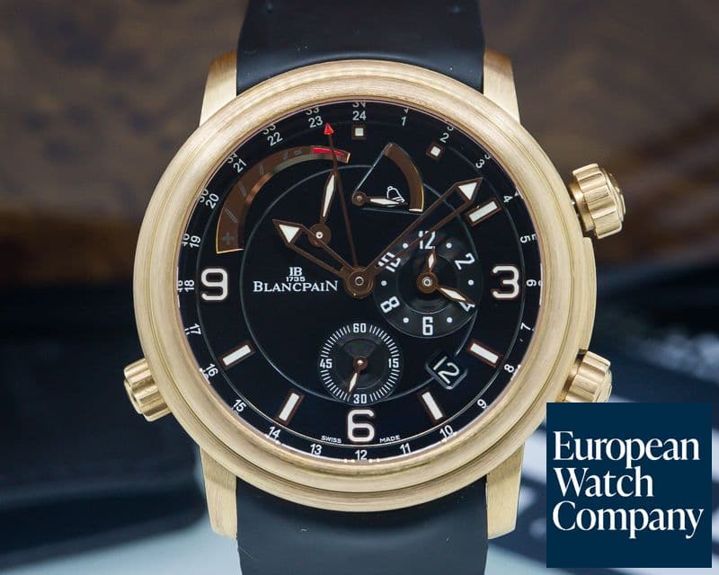 Image of Blancpain Alarm GMT 18K Rose Gold / Rubber  