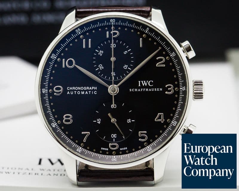 Image of IWC Portuguese Chronograph SS Black Dial 