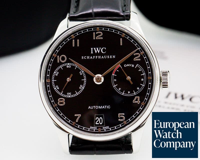Image of IWC Portuguese 7 Day Automatic SS Black Dial