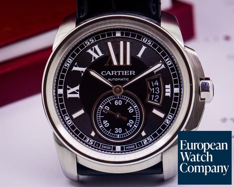 Image of Cartier Calibre de Cartier Black Dial SS / Alligator 