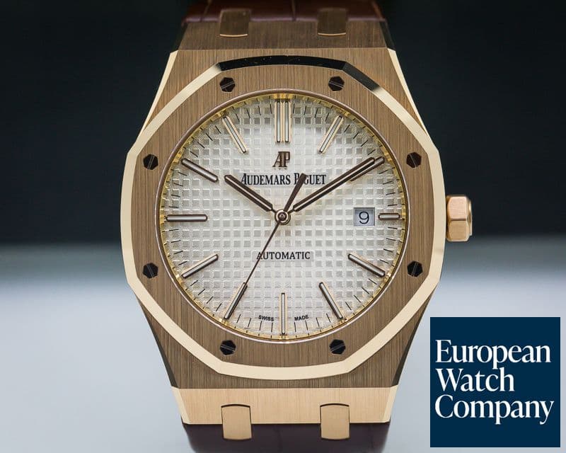 Image of Audemars Piguet Royal Oak Automatic 18K Rose Gold / Brown Alligator 