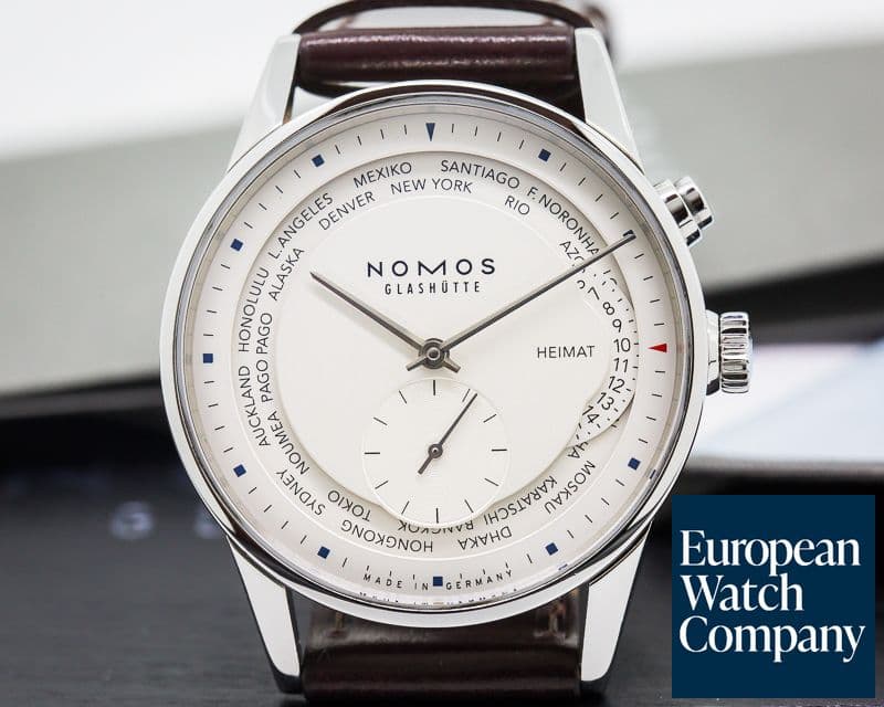 Image of Nomos Zurich "Weltzeit" SS / Leather 