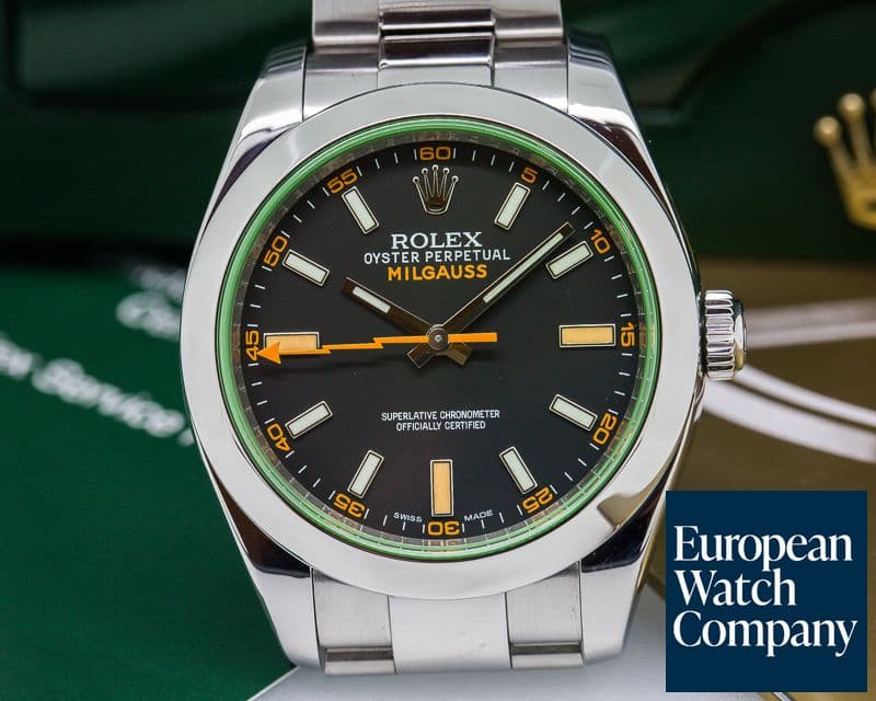 Image of Rolex Milgauss SS Black Dial Green Crystal
