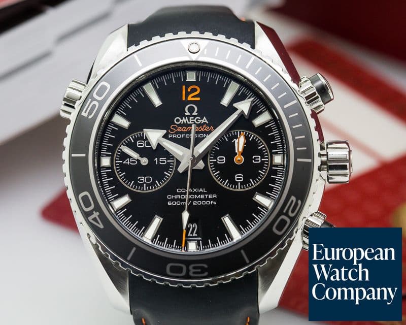 Image of Omega Planet Ocean Co-Axial Chronograph Black Dial SS / Rubber Strap