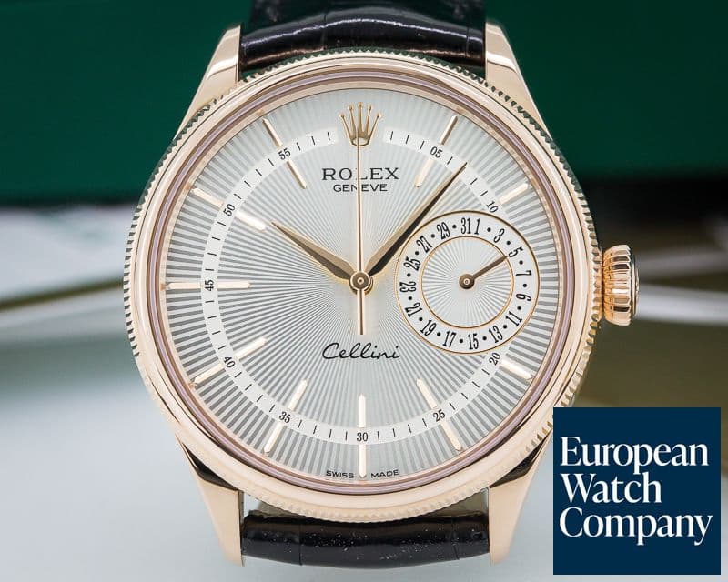 Image of Rolex Cellini Date Silver Dial 18K Rose Gold 