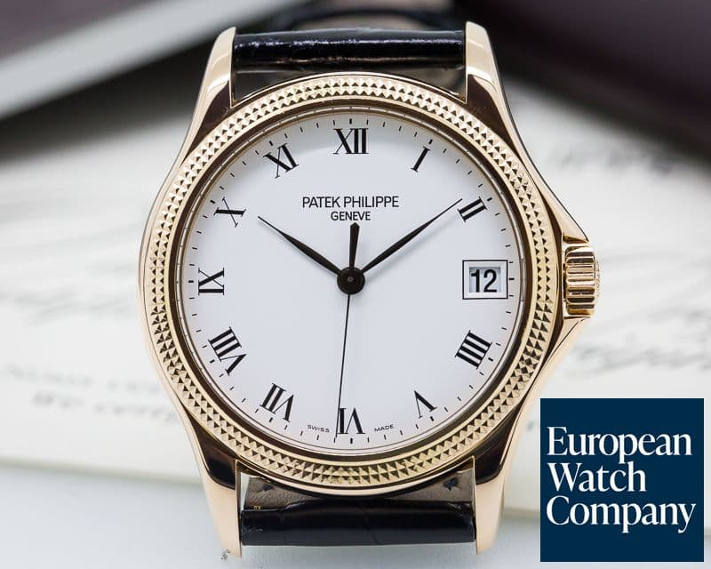 Image of Patek Philippe Calatrava 18K Rose Gold White Roman Hobnail