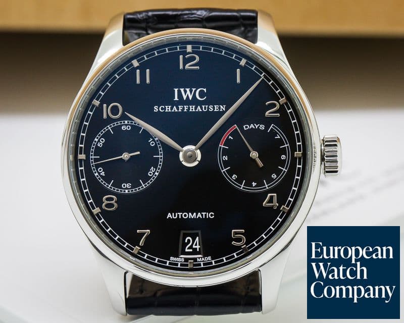 Image of IWC Portuguese 7 Day Automatic SS Black Dial