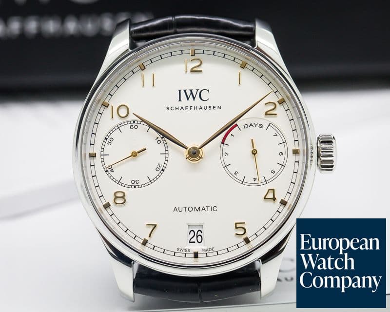 Image of IWC Portuguese 7 Day Automatic SS Silver Dial Rose Numerals 