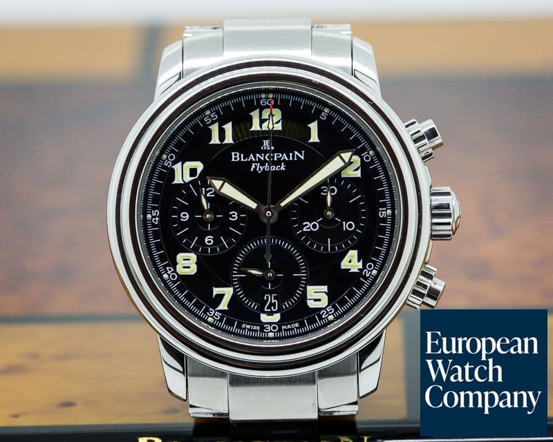 Image of Blancpain Leman Flyback Chronograph Black Dial SS / SS 