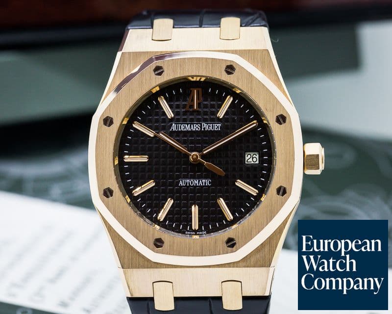 Image of Audemars Piguet Royal Oak Jumbo Black Dial 18K Rose Gold 