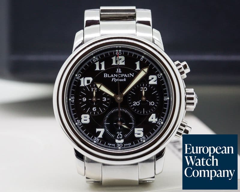 Image of Blancpain Leman Flyback Chronograph Black Dial SS / SS 