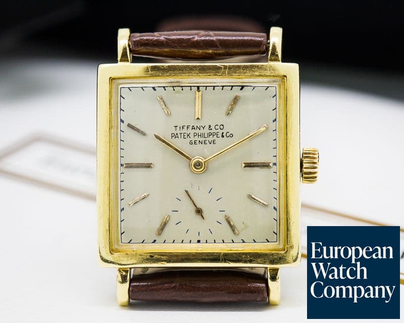 Image of Patek Philippe Vintage Square Tiffany Signed 18K Yellow Gold
