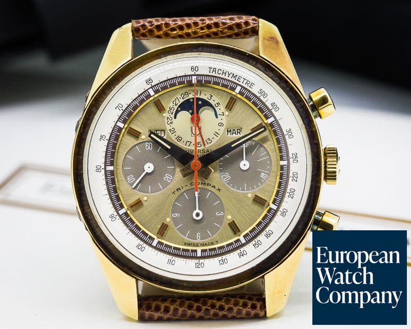 Image of Universal Geneve Vintage Exotic Tri-Compax 18K Yellow Gold