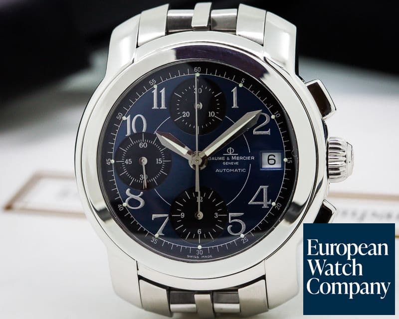 Image of Baume & Mercier Capeland Chronograph Automatic SS/SS Black/Blue Dial 38.5MM