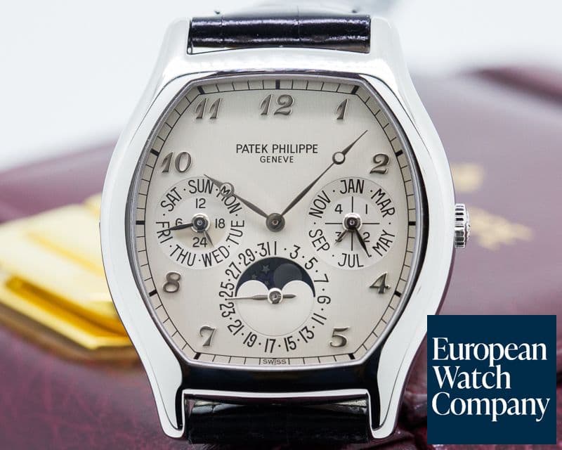 Image of Patek Philippe Perpetual Calendar Tonneau Platinum Silver Arabic Numerals