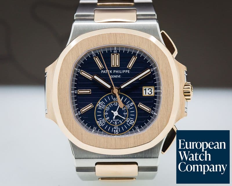 Image of Patek Philippe Nautilus Chronograph Blue Dial 18K Rose / Steel 