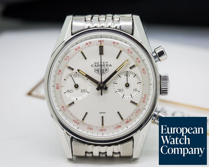 Image of Heuer Vintage Carrera Tachy 45 Silver Dial Beyer Signature SS