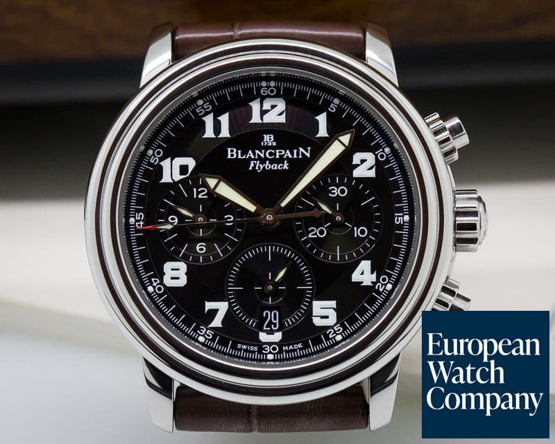 Image of Blancpain Leman Flyback Chronograph Black Dial SS / Alligator 