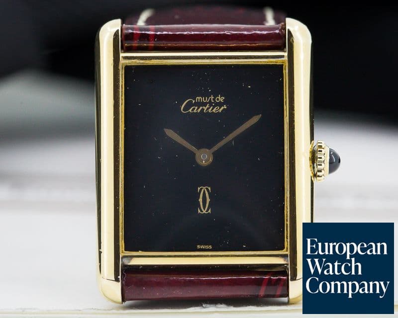 Image of Cartier Tank Must de Cartier Vermeil Black Dial Manual Wind