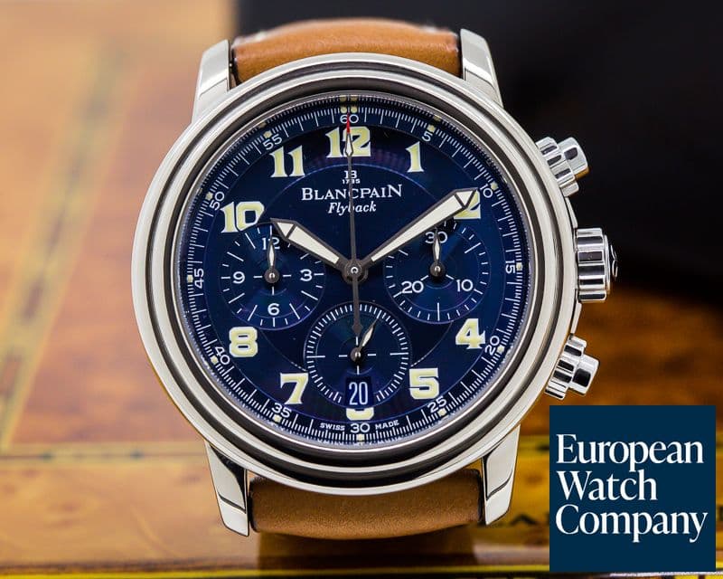 Image of Blancpain Leman Flyback Chronograph Blue Dial 18K White Gold Limited