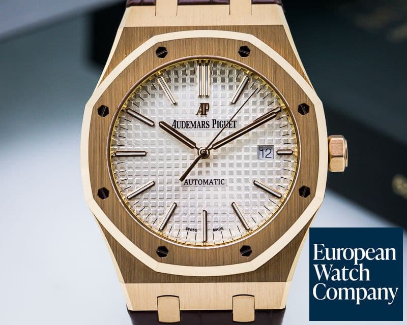 Image of Audemars Piguet Royal Oak Automatic 18K Rose Gold / Brown Alligator 