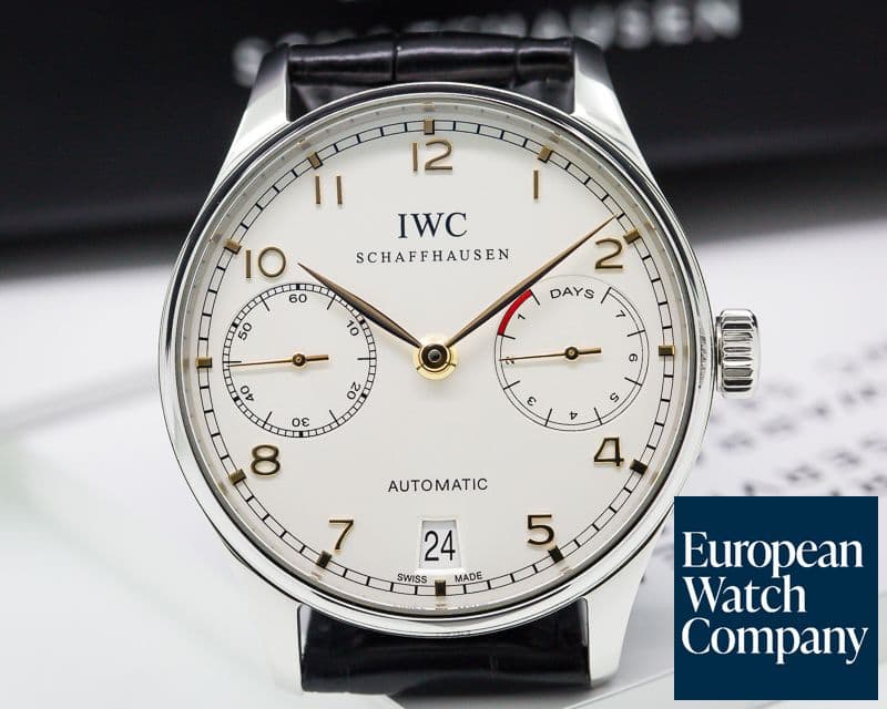 Image of IWC Portuguese 7 Day Automatic SS Silver Dial Rose Numerals
