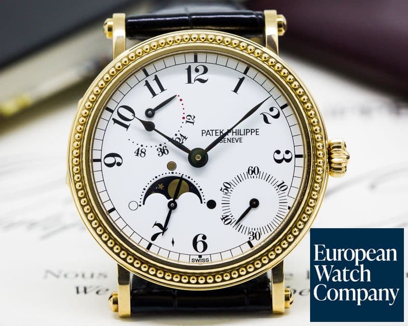 Image of Patek Philippe Moonphase Power Reserve 18K Yellow Gold Hobnail Bezel 