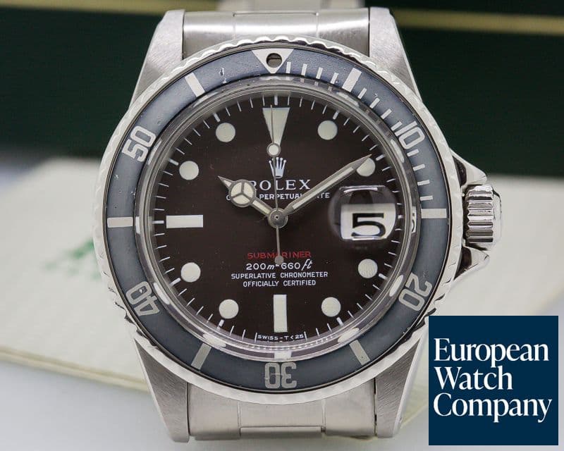 Image of Rolex Vintage RED Submariner Tropical Meters First MKIII SS FULL SET