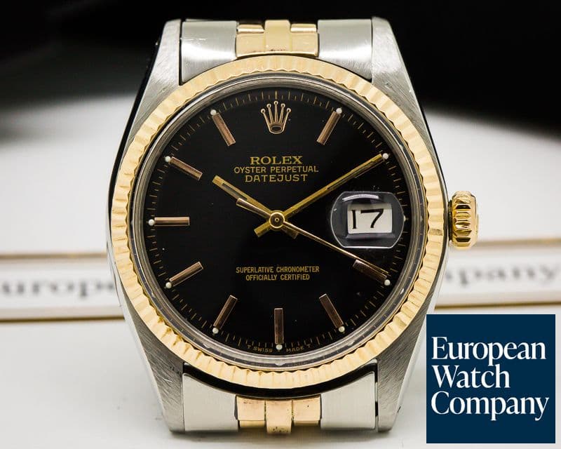 Image of Rolex Vintage Datejust Black Dial SS / 18K Rose Gold
