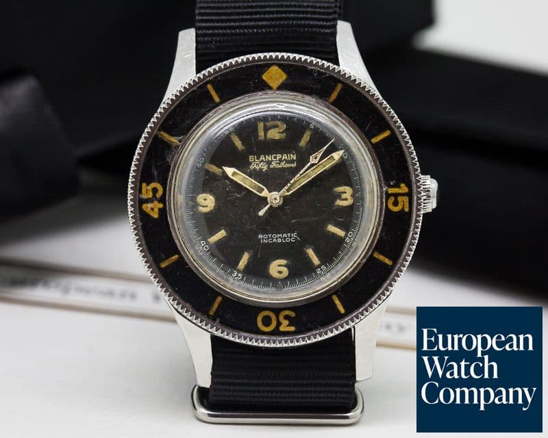 Image of Blancpain Vintage Gilt Fifty Fathoms Aqualung Rotomatic Incabloc RARE