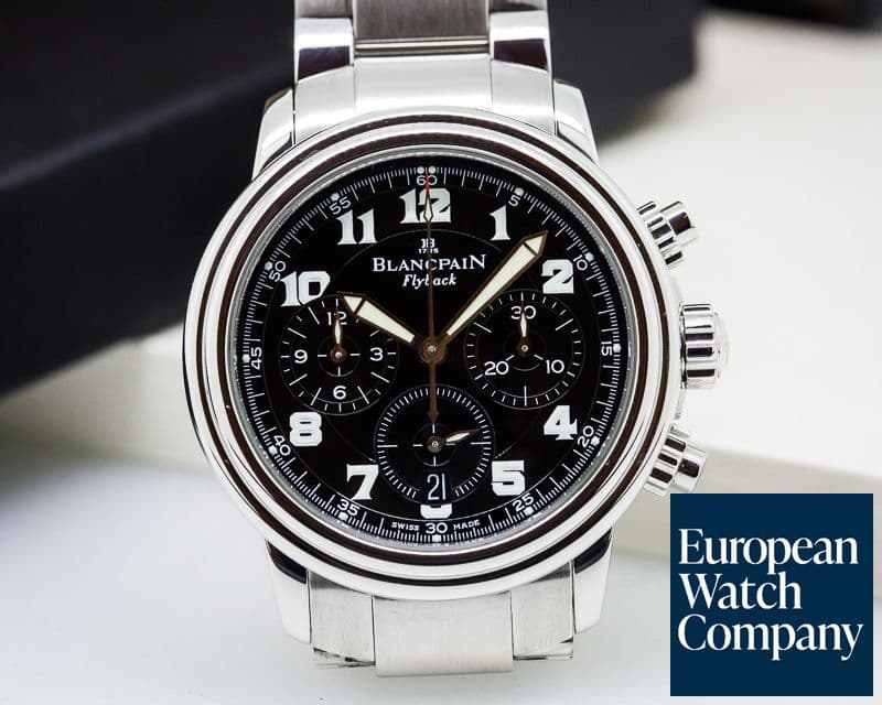 Image of Blancpain Leman Flyback Chronograph Black Dial SS / SS 