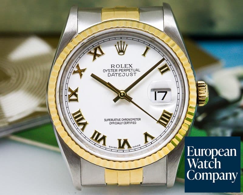 Image of Rolex Datejust White Roman Jubiliee Roman 18K / SS 