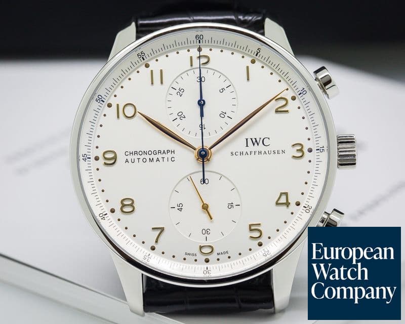 Image of IWC Portuguese Chronograph SS Silver Dial / Gold Numerals 