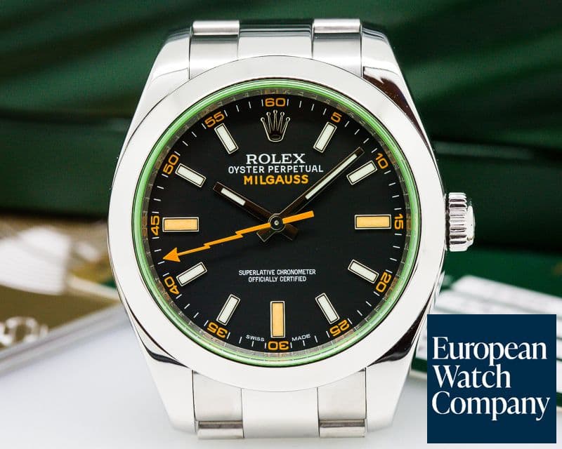 Image of Rolex Milgauss SS Black Dial Green Crystal

