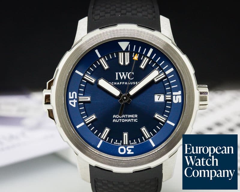 Image of IWC Aquatimer Automatic Expedition Jacques Cousteau Blue Dial SS / Rubber UN