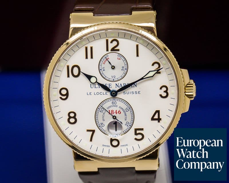 Image of Ulysse Nardin Maxi Marine Chronometer Silver Arabic 18K RG / Alligator 