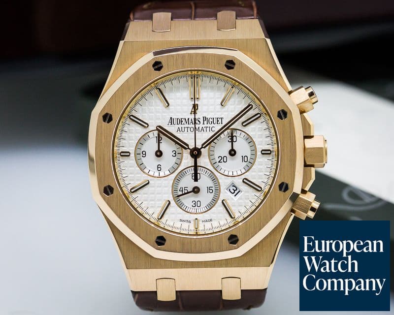 Image of Audemars Piguet Royal Oak Chronograph Silver Dial / Brown Strap