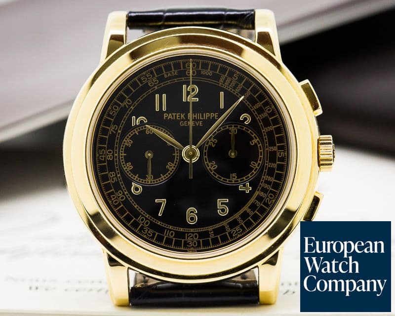 Image of Patek Philippe 5070 Yellow Gold Chronograph Black Dial 