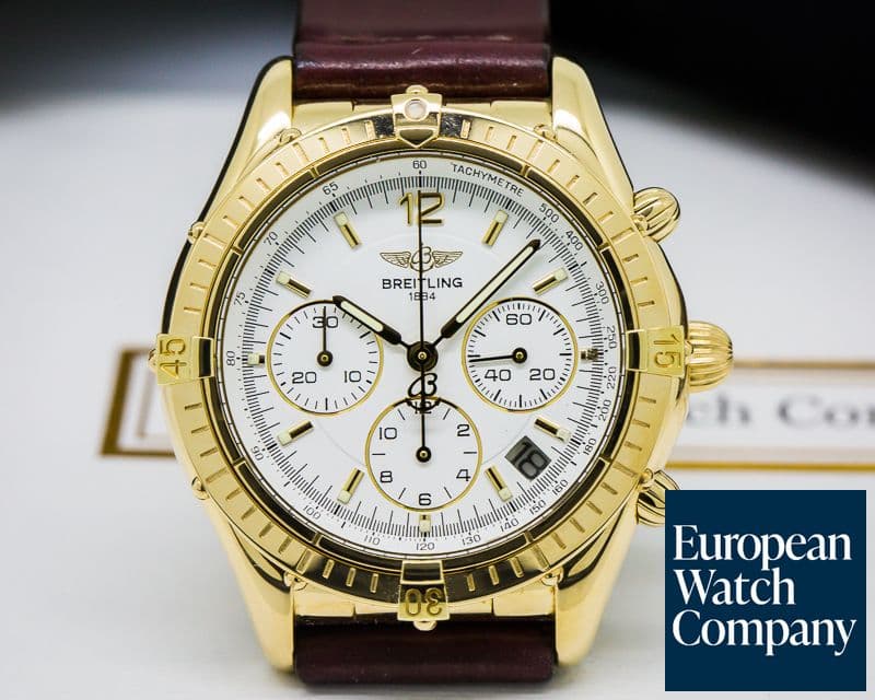 Image of Breitling Chronomat Cockpit 18K Yellow Gold Chronograph White Dial 37MM 