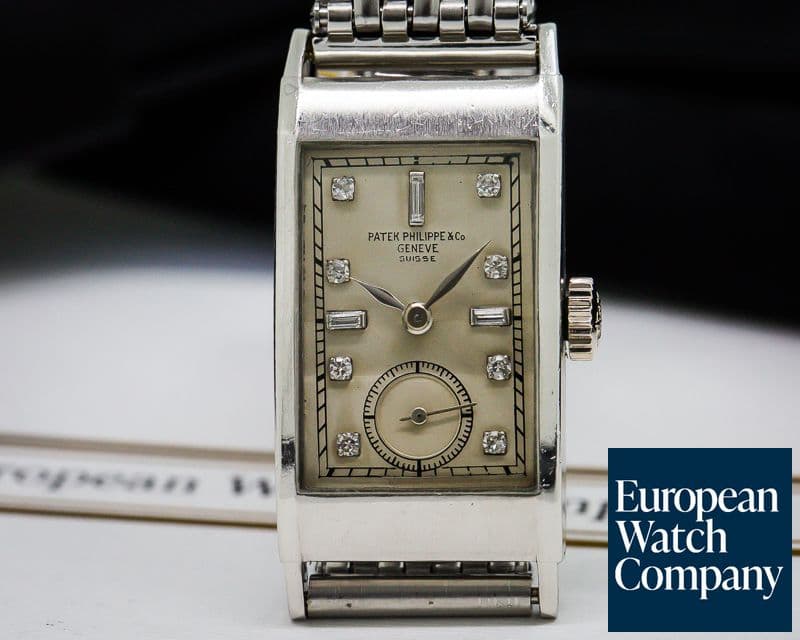 Image of Patek Philippe Vintage Tank Platinum 425 Diamond Markers