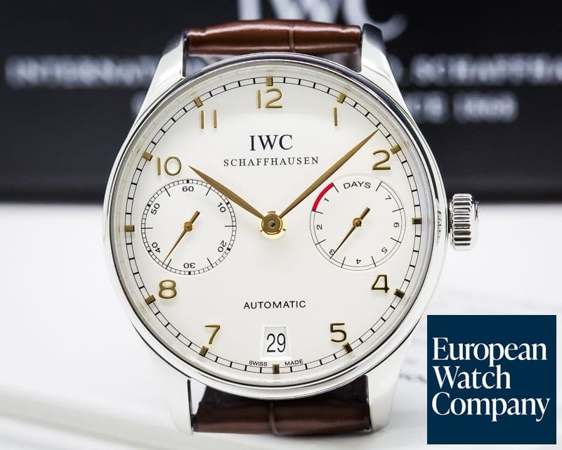 Image of IWC Portuguese 7 Day Automatic SS Silver Dial Rose Numerals