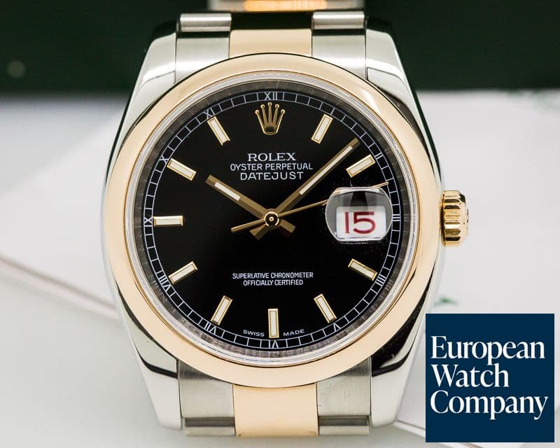 Image of Rolex Datejust Black Dial Index Markers Oyster SS / Rose Gold