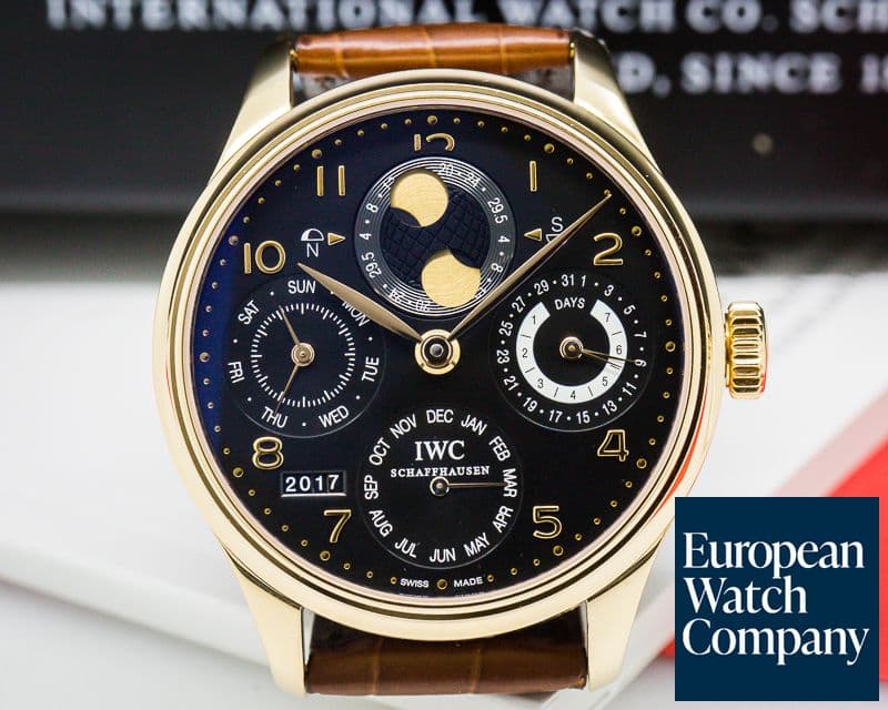 Image of IWC Portuguese Perpetual Calendar 18K Rose Gold Black Dial