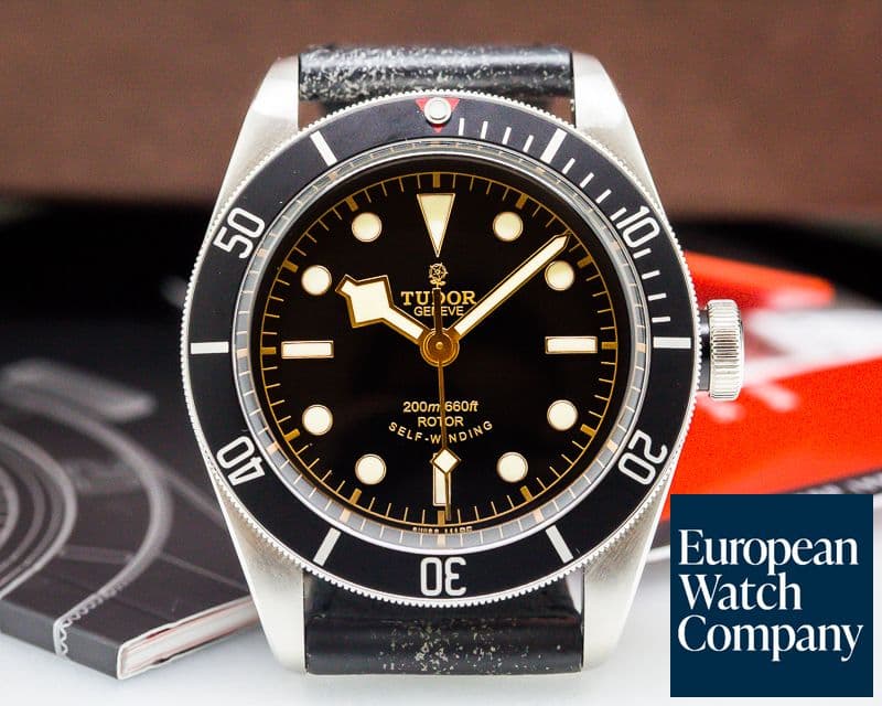 Image of Tudor Tudor Heritage Black Bay BLACK SS / Leather UNWORN