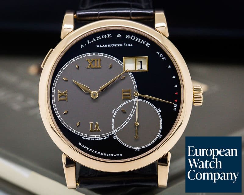 Image of A. Lange and Sohne Grand Lange 1 18K Rose Gold Black Dial + Deployment 