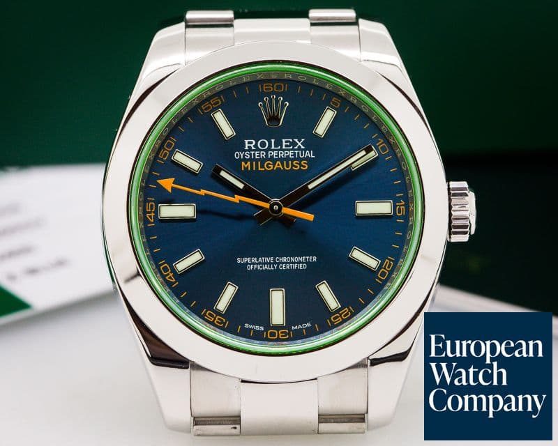 Image of Rolex Milgauss Blue Dial Green Crystal 