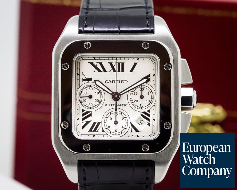 Image of Cartier Santos 100 Chronograph XL SS / Alligator 
